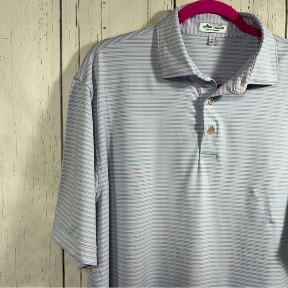 Peter Millar Summer Comfort Mens Stripes Polo Shirt Tiburon Naples Golf Relaxed - Picture 2 of 14